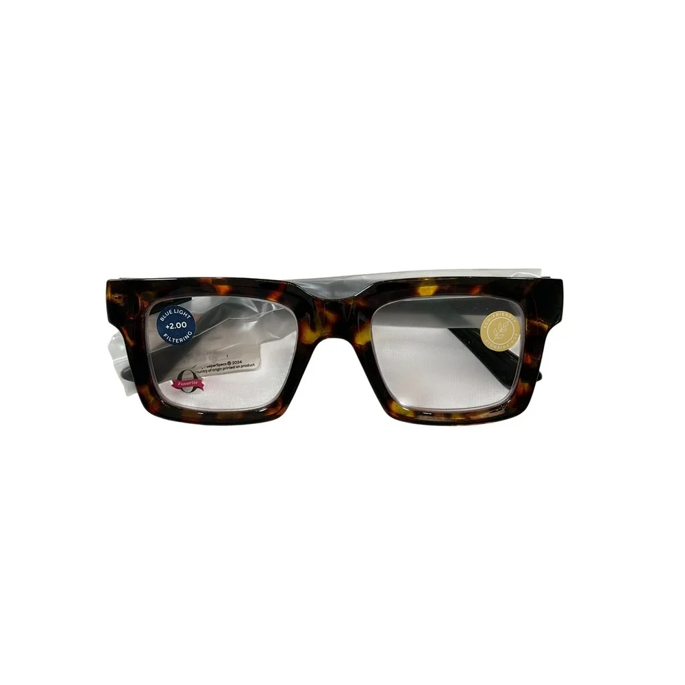 Peepers Spotlight Tortoise Square Blue Light Reading Glasses +2.00 Oprahs Fav